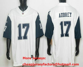 Men's Dallas Cowboys #17 Brandon Aubrey White Throwback FUSE Jersey
