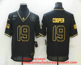 Men's Dallas Cowboys #19 Amari Cooper Black Gold 2020 Salute To Service Stitched NFL Nike Limited Jersey