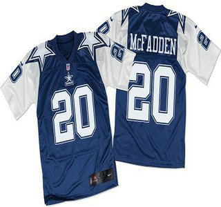 Men's Dallas Cowboys #20 Darren McFadden Navy Blue White Throwback Nike Elite Jersey