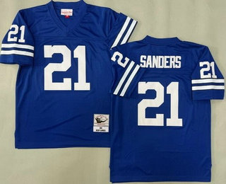 Men's Dallas Cowboys #21 Deion Sanders Blue 1995 Throwback Jersey