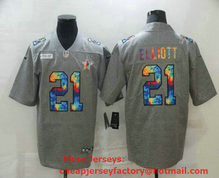 Men's Dallas Cowboys #21 Ezekiel Elliott 2020 Grey Crucial Catch Limited Stitched NFL Jersey