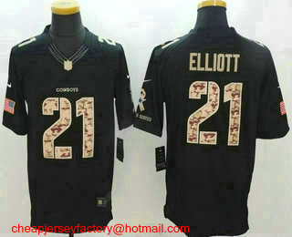 Men's Dallas Cowboys #21 Ezekiel Elliott Black Salute To Service Stitched NFL Nike Limited Jersey