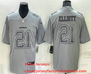 Men's Dallas Cowboys #21 Ezekiel Elliott Grey Atmosphere Fashion 2022 Vapor Untouchable Stitched Nike Limited Jersey