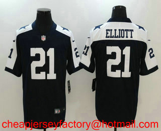 Men's Dallas Cowboys #21 Ezekiel Elliott Navy Blue Thanksgiving 2017 Vapor Untouchable Stitched NFL Nike Limited Jersey