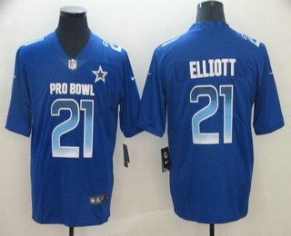 Men's Dallas Cowboys #21 Ezekiel Elliott Royal Blue 2019 Pro Bowl Vapor Untouchable Stitched NFL Nike Limited Jersey