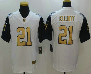 Men's Dallas Cowboys #21 Ezekiel Elliott White 2016 Color Rush Gold Stitched NFL Nike Limited Jersey