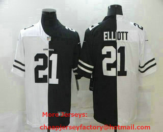 Men's Dallas Cowboys #21 Ezekiel Elliott White Black Peaceful Coexisting 2020 Vapor Untouchable Stitched NFL Nike Limited Jersey
