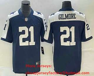 Men's Dallas Cowboys #21 Stephon Gilmore Blue Thanksgiving 2021 Vapor Untouchable Stitched Nike Limited Jersey