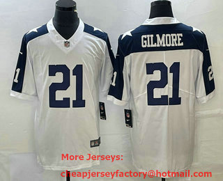Men's Dallas Cowboys #21 Stephon Gilmore White Thanksgiving 2021 Vapor Untouchable Stitched Nike Limited Jersey