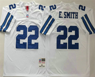 Men's Dallas Cowboys #22 Emmitt Smith White 1994 Throwback Jersey