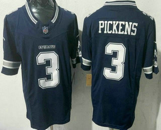 Men's Dallas Cowboys #3 George Pickens Limited Navy FUSE Vapor Jersey