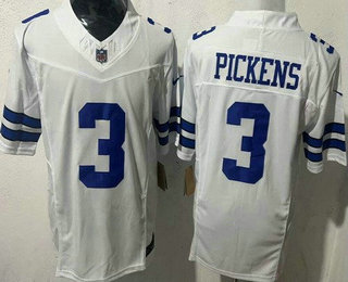 Men's Dallas Cowboys #3 George Pickens Limited White FUSE Vapor Jersey
