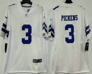 Men's Dallas Cowboys #3 George Pickens Limited White Vapor Jersey