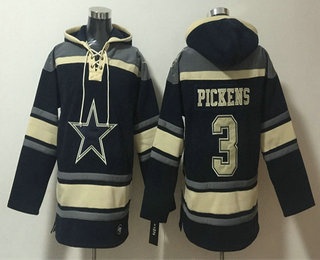 Men's Dallas Cowboys #3 George pickens Navy Ageless Must Have Lace Up Pullover Hoodie
