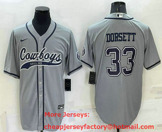 Men's Dallas Cowboys #33 Tony Dorsett Grey Stitched Cool Base Nike Baseball Jersey