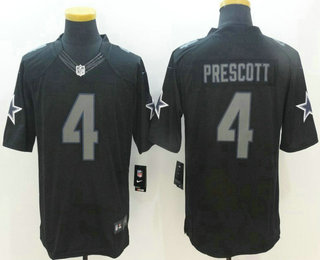 Men's Dallas Cowboys #4 Dak Prescott Black Impact Stitched NFL Nike Limited Jersey