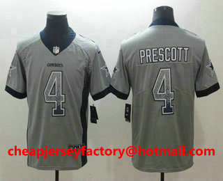Men's Dallas Cowboys #4 Dak Prescott Gray 2018 Fashion Drift Color Rush Stitched NFL Nike Limited Jersey