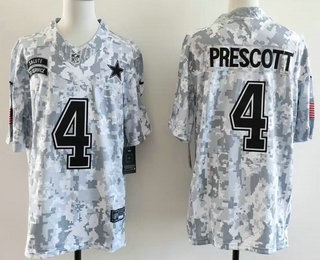 Men's Dallas Cowboys #4 Dak Prescott Limited Arctic Camo 2024 Salute to Service Jersey