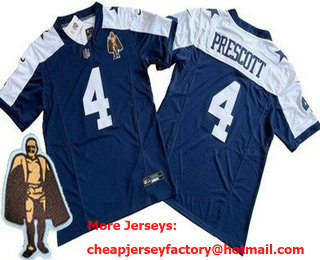 Men's Dallas Cowboys #4 Dak Prescott Limited Navy Alternate Walter Payton Man of the Year FUSE Vapor Jersey