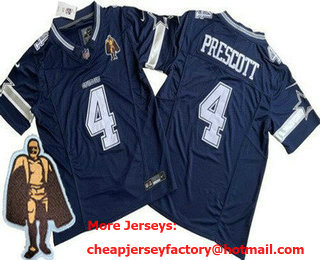 Men's Dallas Cowboys #4 Dak Prescott Limited Navy Walter Payton Man of the Year FUSE Vapor Jersey