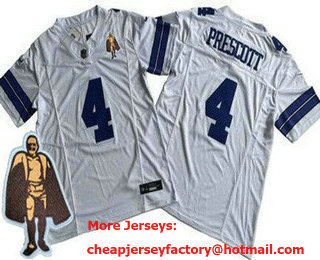 Men's Dallas Cowboys #4 Dak Prescott Limited White Walter Payton Man of the Year FUSE Vapor Jersey