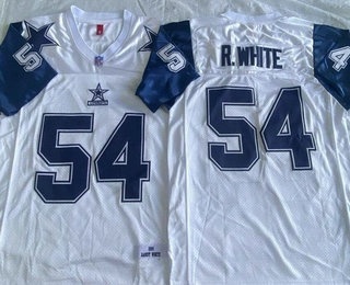Men's Dallas Cowboys #54 Randy White White 1984 Throwback Jersey