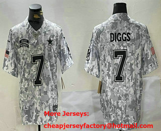 Men's Dallas Cowboys #7 Trevon Diggs Arctic Camo 2024 FUSE Salute to Service Limited Stitched Jersey