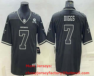 Men's Dallas Cowboys #7 Trevon Diggs Black With 1960 Patch Limited Stitched Football Jersey