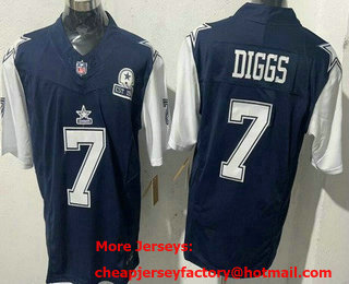 Men's Dallas Cowboys #7 Trevon Diggs Limited Navy Throwback FUSE Vapor Jersey