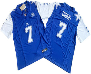 Men's Dallas Cowboys #7 Trevon Diggs Royal FUSE Vapor Thanksgiving 1960 Patch Limited Stitched Jersey