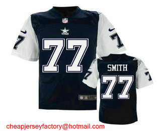 Men's Dallas Cowboys #77 Tyron Smith Navy Blue Throwback Stitched NFL Nike Elite Jersey