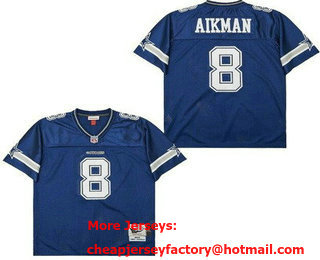 Men's Dallas Cowboys #8 Troy Aikman Navy 1996 Throwback Jersey