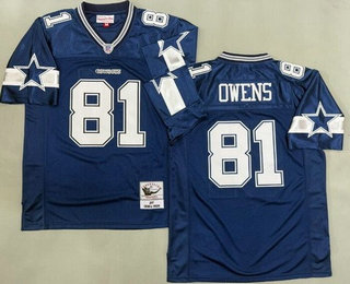 Men's Dallas Cowboys #81 Terrell Owens Navy 2007 Throwback Jersey
