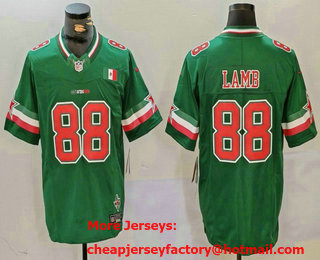 Men's Dallas Cowboys #88 CeeDee Lamb 2024 Mexico Green FUSE Stitched Jersey