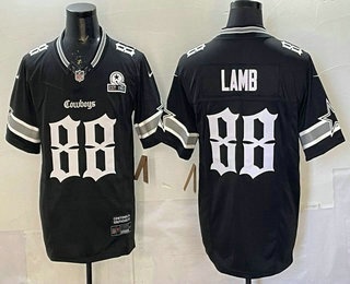 Men's Dallas Cowboys #88 CeeDee Lamb Black 2025 FUSE Gothic Lone Star Edition With 1960 Patch Vapor Limited Stitched Jersey