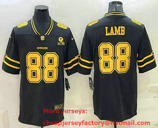 Men's Dallas Cowboys #88 CeeDee Lamb Black Gold Edition With 1960 Patch Limited Stitched Football Jersey