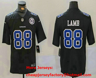 Men's Dallas Cowboys #88 CeeDee Lamb Black Throwback With Patch Vapor Limited Stitched Jersey