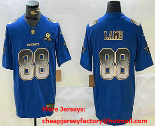 Men's Dallas Cowboys #88 CeeDee Lamb Blue Smoke Fashion FUSE Jersey