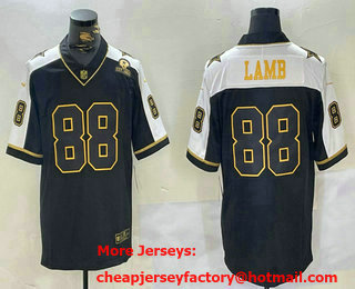 Men's Dallas Cowboys #88 CeeDee Lamb Blue Thanksgiving 1960 Patch FUSE Vapor Limited Stitched Jersey