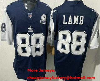 Men's Dallas Cowboys #88 CeeDee Lamb Limited Navy Throwback FUSE Vapor Jersey