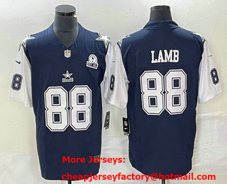 Men's Dallas Cowboys #88 CeeDee Lamb Navy Blue FUSE Vapor Thanksgiving 1960 Patch Limited Stitched Jersey