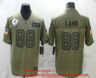 Men's Dallas Cowboys #88 CeeDee Lamb Olive Camo 2019 Salute To Service Stitched NFL Nike Limited Jersey