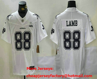 Men's Dallas Cowboys #88 CeeDee Lamb Limited White Est 1960 Patch FUSE Vapor Jersey