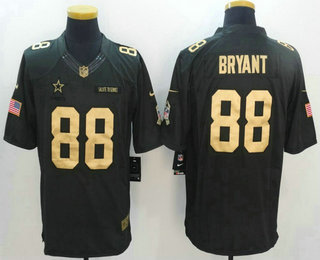 Men's Dallas Cowboys #88 Dez Bryant Black With Gold Anthracite 2016 Salute to Service Stitched NFL Nike Limited Jersey