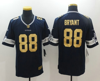  Men's Dallas Cowboys #88 Dez Bryant Navy Blue With Gold Stitched NFL Nike Limited Jersey