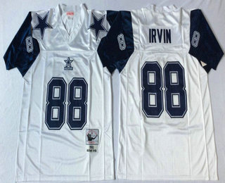 Men's Dallas Cowboys #88 Michael Irvin White Thanksgivings Throwback Jersey by Mitchell & Ness
