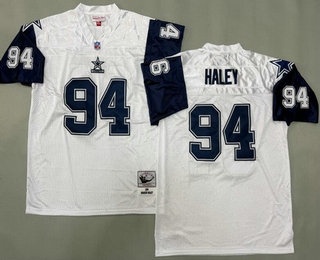 Men's Dallas Cowboys #94 Charles Haley White 1994 Throwback Jersey