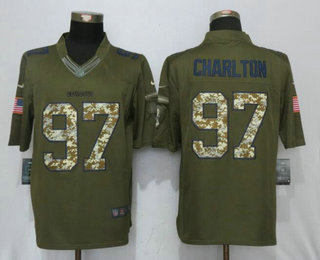 Men's Dallas Cowboys #97 Taco Charlton Green Salute To Service Stitched NFL Nike Limited Jersey