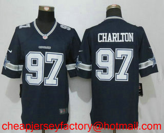Men's Dallas Cowboys #97 Taco Charlton Navy Blue Team Color Stitched NFL Nike Limited Jersey