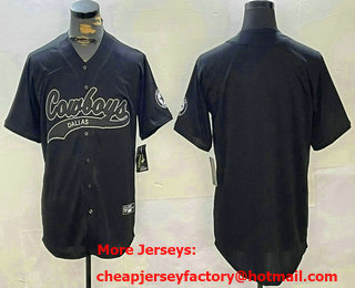 Men's Dallas Cowboys Blank Black Cool Base Stitched Baseball Jersey